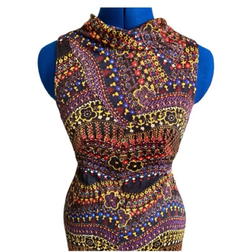 Vintage Maxi Dress Floral psychedelic mock neck Union Made